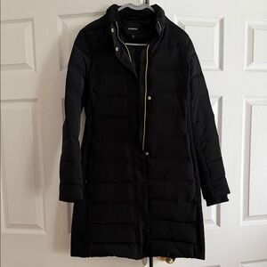 Express Women's Stylish Black Long Puffer Coat